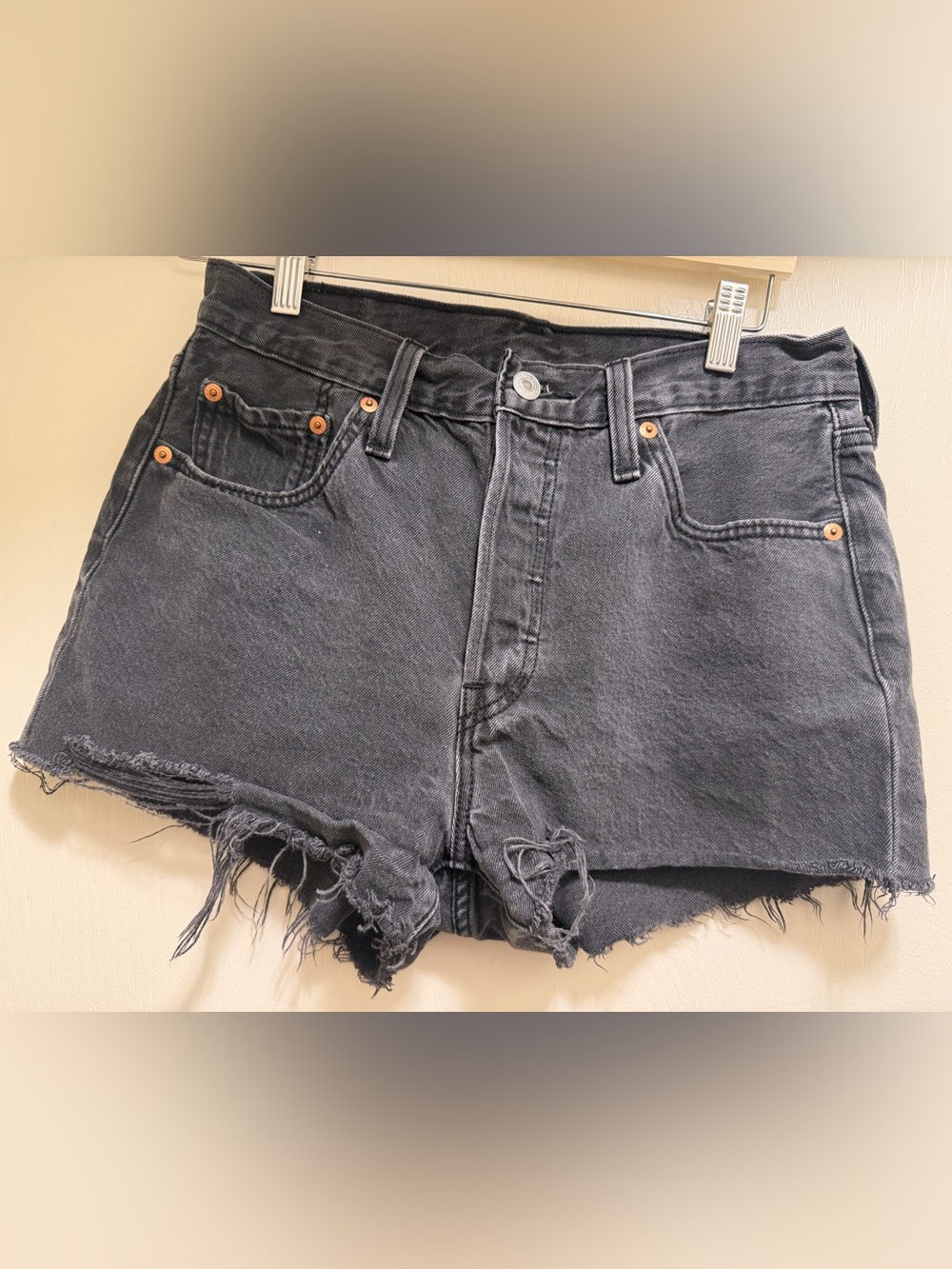 Levi's Black Distressed Cutoff Jean Shorts